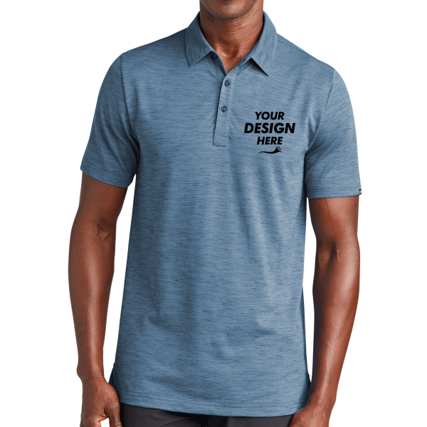 Travis Mathew Auckland Slub Polo, Riviera Blue, Front view, Mockup