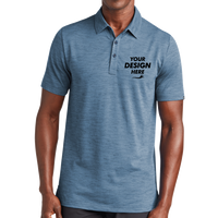 Travis Mathew Auckland Slub Polo, Riviera Blue, Front view, Mockup