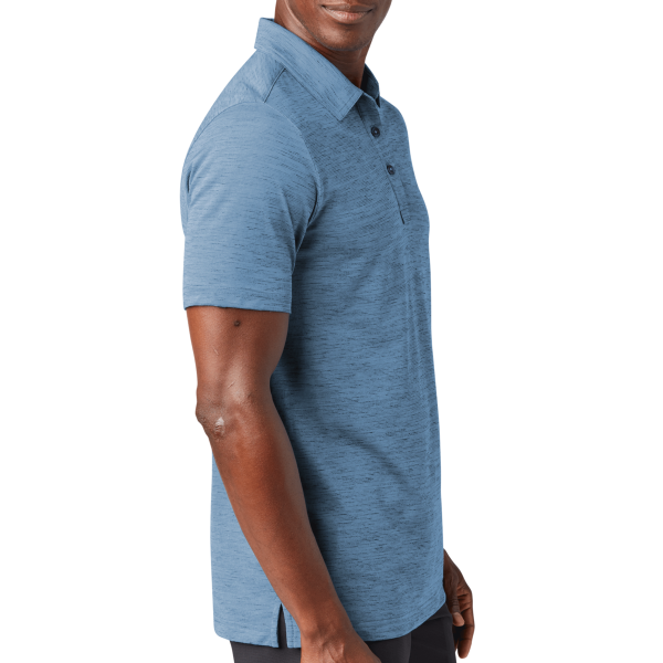 Travis Mathew Auckland Slub Polo, Riviera Blue, Right Sleeve view