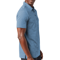 Travis Mathew Auckland Slub Polo, Riviera Blue, Right Sleeve view