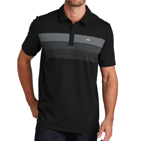 Travis Mathew Coastal Chest Stripe Polo, Black, Front view