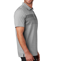 Travis Mathew Coastal Chest Stripe Polo, Quiet Shade Grey Heather, Right Sleeve view