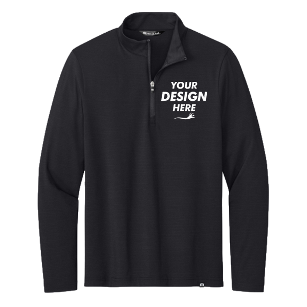 Travis Mathew Crestview 1/4 Zip, Black, Front view, Mockup