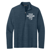 Travis Mathew Crestview 1/4 Zip, Vintage Indigo Heather, Front view, Mockup