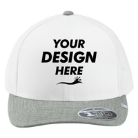 Travis Mathew Cruz Colorblock Trucker Cap, White / Heather Grey, Front view, Mockup