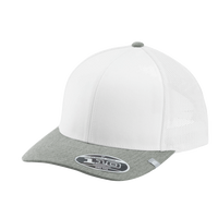 Travis Mathew Cruz Colorblock Trucker Cap, White / Heather Grey, Left Side view