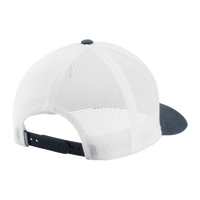 Travis Mathew Cruz Colorblock Trucker Cap, White / Vintage Indigo, Back view