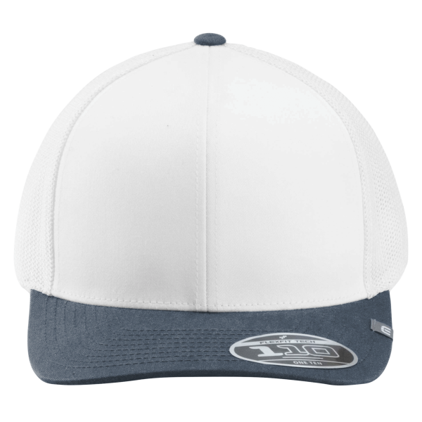 Travis Mathew Cruz Colorblock Trucker Cap, White / Vintage Indigo, Front view