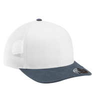 Travis Mathew Cruz Colorblock Trucker Cap, White / Vintage Indigo, Right Side view