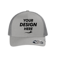 Travis Mathew Cruz Trucker Cap, Heather Grey, Front view, Mockup