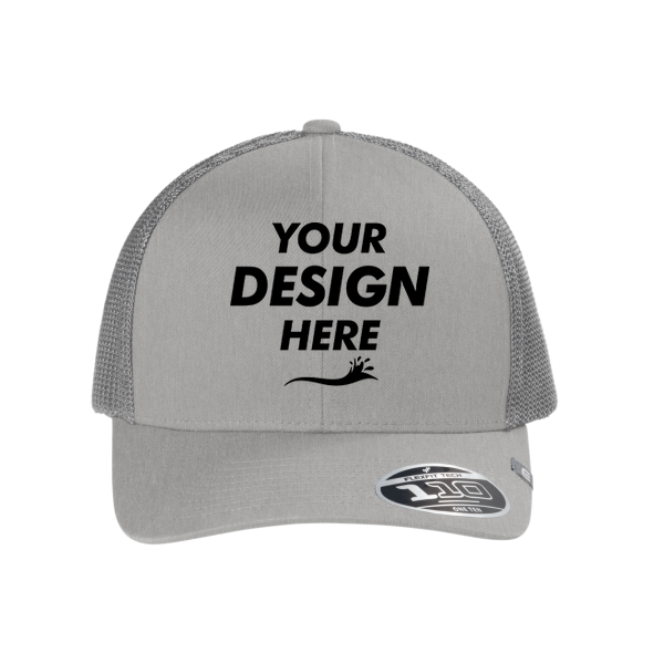 Travis Mathew Cruz Trucker Cap, Heather Grey, Front view, Mockup