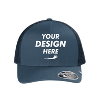 Travis Mathew Cruz Trucker Cap, Vintage Indigo, Front view, Mockup