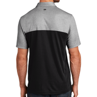 Travis Mathew Oceanside Blocked Polo, Black Heather / Black, Back view