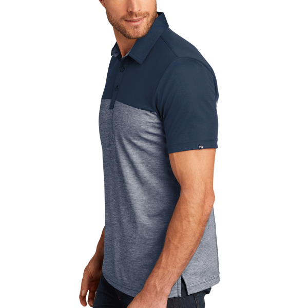 Travis Mathew Oceanside Blocked Polo, Blue Nights / Blue Nights Heather, Left Sleeve view