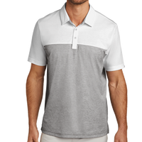 Travis Mathew Oceanside Blocked Polo, White / Quiet Shade Grey Heather, Front view