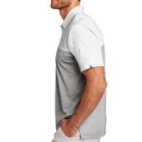 Travis Mathew Oceanside Blocked Polo, White / Quiet Shade Grey Heather, Left Sleeve view