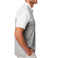 Travis Mathew Oceanside Blocked Polo, White / Quiet Shade Grey Heather, Right Sleeve view
