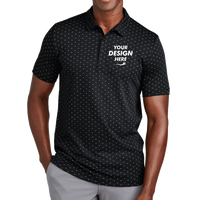 Travis Mathew Oceanside Geo Polo, Black / Aegean Blue, Front view, Mockup