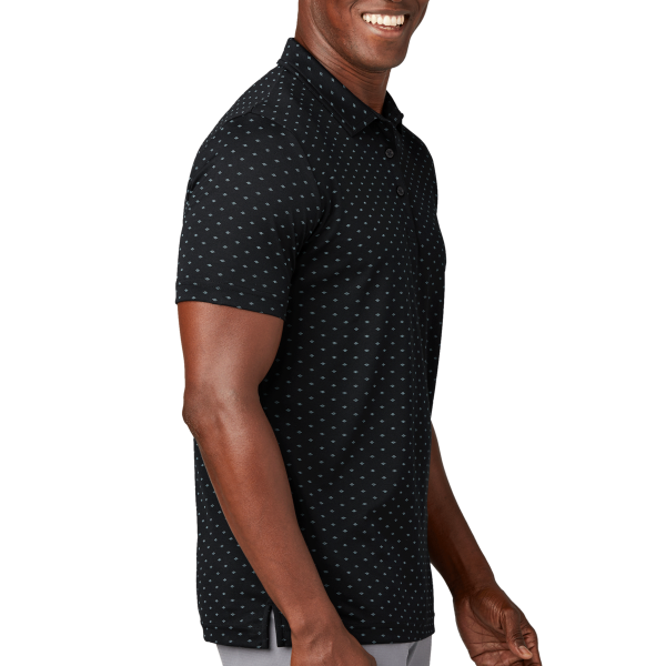 Travis Mathew Oceanside Geo Polo, Black / Aegean Blue, Right Sleeve view