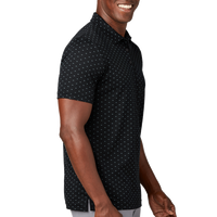 Travis Mathew Oceanside Geo Polo, Black / Aegean Blue, Right Sleeve view