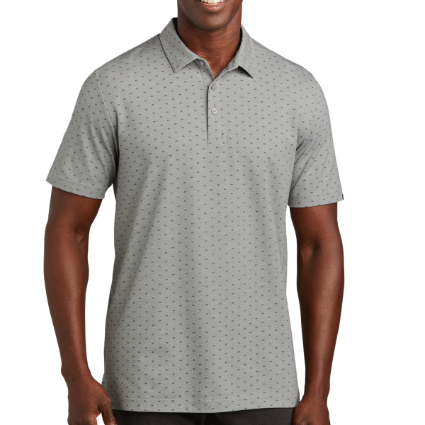 Travis Mathew Oceanside Geo Polo, Quiet Shade Grey Heather / Dark Grey, Front view