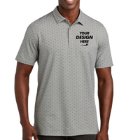 Travis Mathew Oceanside Geo Polo, Quiet Shade Grey Heather / Dark Grey, Front view, Mockup