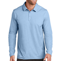 Travis Mathew Oceanside Heather Long Sleeve Polo, Allure Heather, Front view