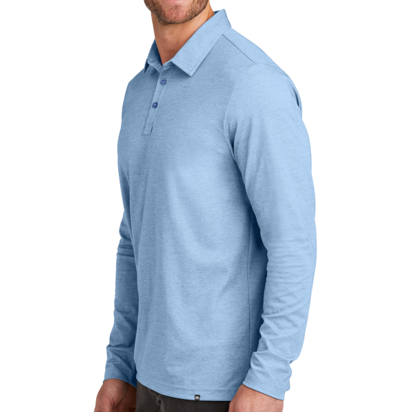 Travis Mathew Oceanside Heather Long Sleeve Polo, Allure Heather, Left Sleeve view