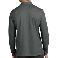 Travis Mathew Oceanside Heather Long Sleeve Polo, Black Heather, Back view