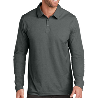 Travis Mathew Oceanside Heather Long Sleeve Polo, Black Heather, Front view