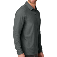Travis Mathew Oceanside Heather Long Sleeve Polo, Black Heather, Right Sleeve view