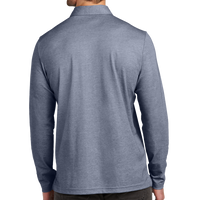 Travis Mathew Oceanside Heather Long Sleeve Polo, Blue Nights Heather, Back view