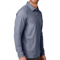 Travis Mathew Oceanside Heather Long Sleeve Polo, Blue Nights Heather, Right Sleeve view