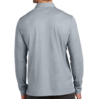 Travis Mathew Oceanside Heather Long Sleeve Polo, Quiet Shade Grey Heather, Back view