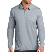 Travis Mathew Oceanside Heather Long Sleeve Polo, Quiet Shade Grey Heather, Front view
