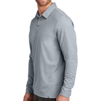Travis Mathew Oceanside Heather Long Sleeve Polo, Quiet Shade Grey Heather, Left Sleeve view