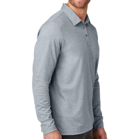 Travis Mathew Oceanside Heather Long Sleeve Polo, Quiet Shade Grey Heather, Right Sleeve view