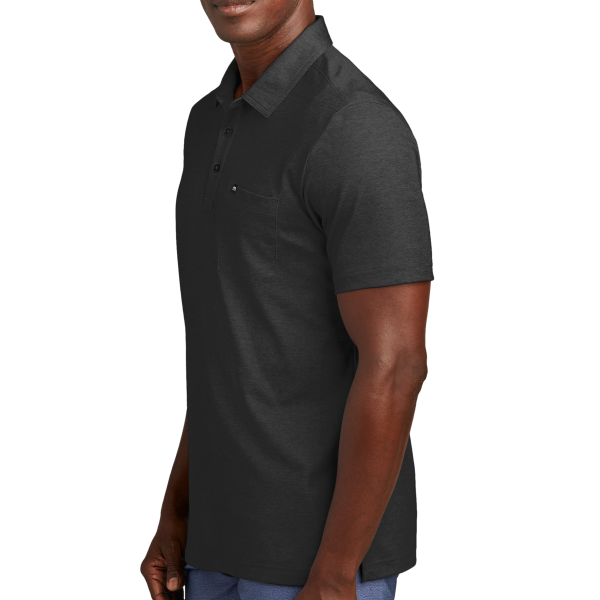 Travis Mathew Oceanside Heather Pocket Polo, Black Heather, Left Sleeve view