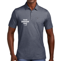 Travis Mathew Oceanside Heather Pocket Polo, Blue Nights Heather, Front view, Mockup