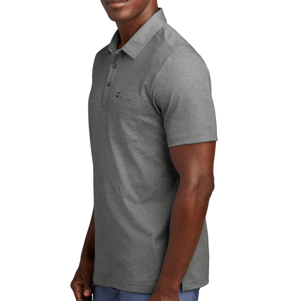 Travis Mathew Oceanside Heather Pocket Polo, Quiet Shade Grey Heather, Left Sleeve view