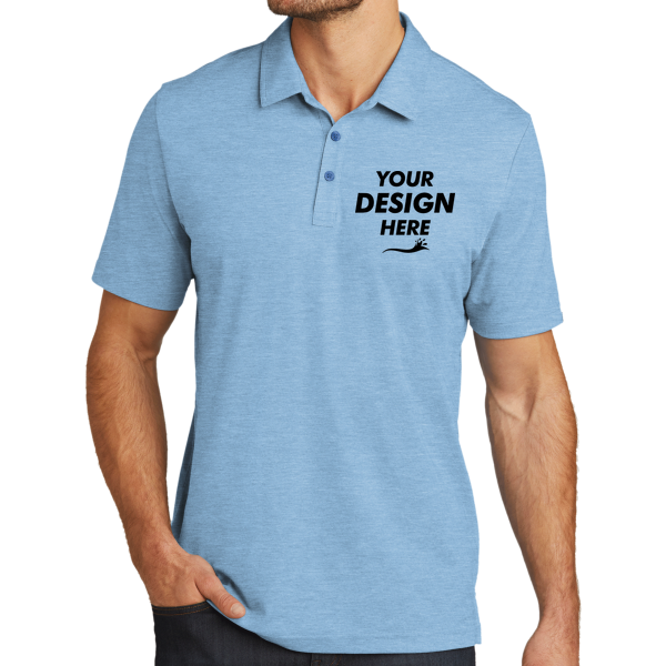 Travis Mathew Oceanside Heather Polo, Allure Heather / Allure Heather, Front view, Mockup