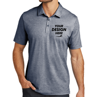 Travis Mathew Oceanside Heather Polo, Blue Nights Heather / Blue Nights Heather, Front view, Mockup