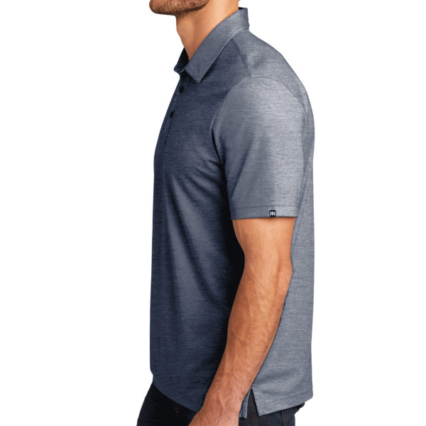 Travis Mathew Oceanside Heather Polo, Blue Nights Heather / Blue Nights Heather, Left Sleeve view