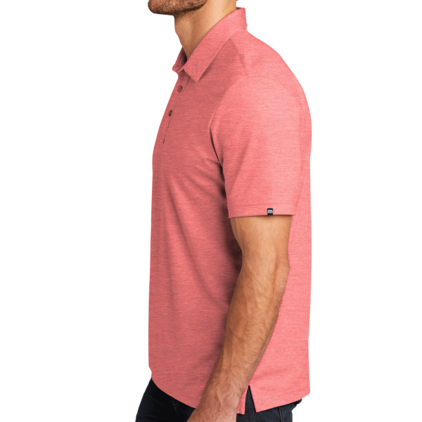 Travis Mathew Oceanside Heather Polo, Cardinal Heather / Cardinal Heather, Left Sleeve view