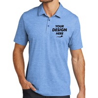Travis Mathew Oceanside Heather Polo, Classic Blue Heather / Classic Blue Heather, Front view, Mockup