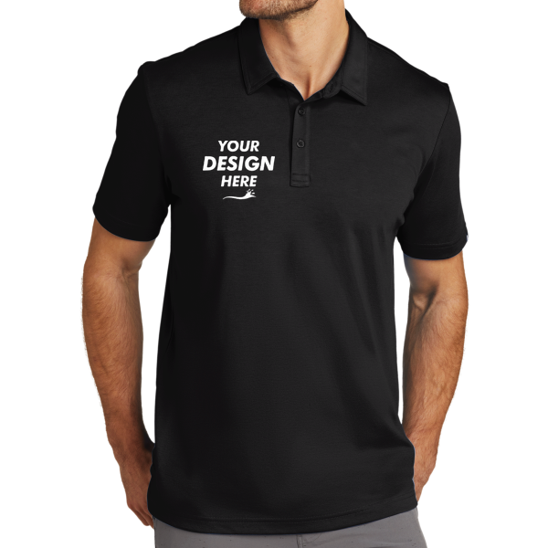 Travis Mathew Oceanside Solid Polo, Black, Front view, Mockup