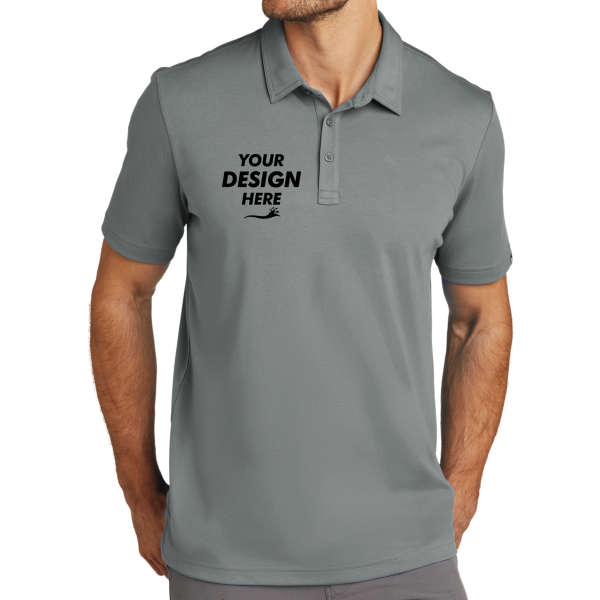 Travis Mathew Oceanside Solid Polo, Quiet Shade Grey, Front view, Mockup