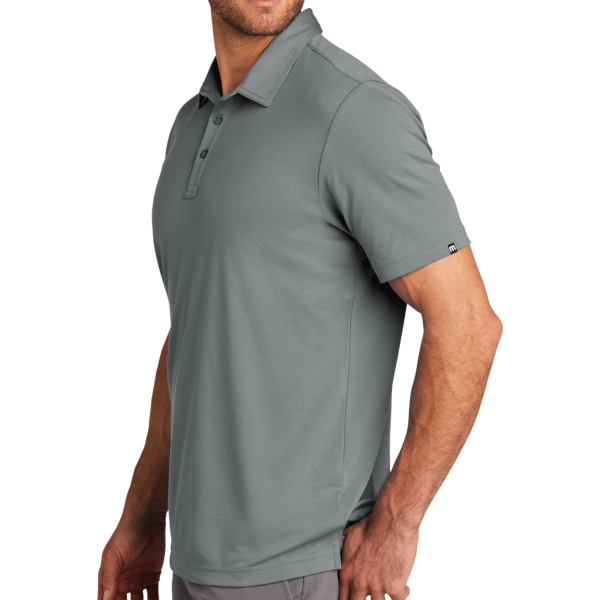 Travis Mathew Oceanside Solid Polo, Quiet Shade Grey, Left Sleeve view