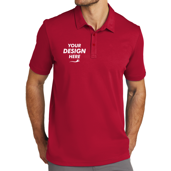Travis Mathew Oceanside Solid Polo, Scooter Red, Front view, Mockup