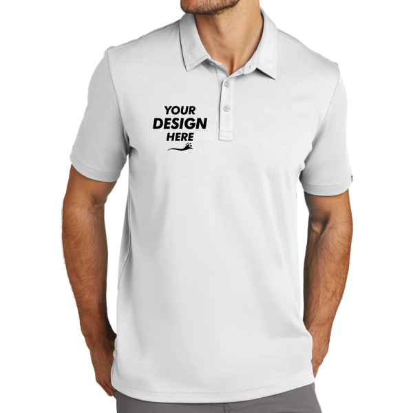 Travis Mathew Oceanside Solid Polo, White, Front view, Mockup